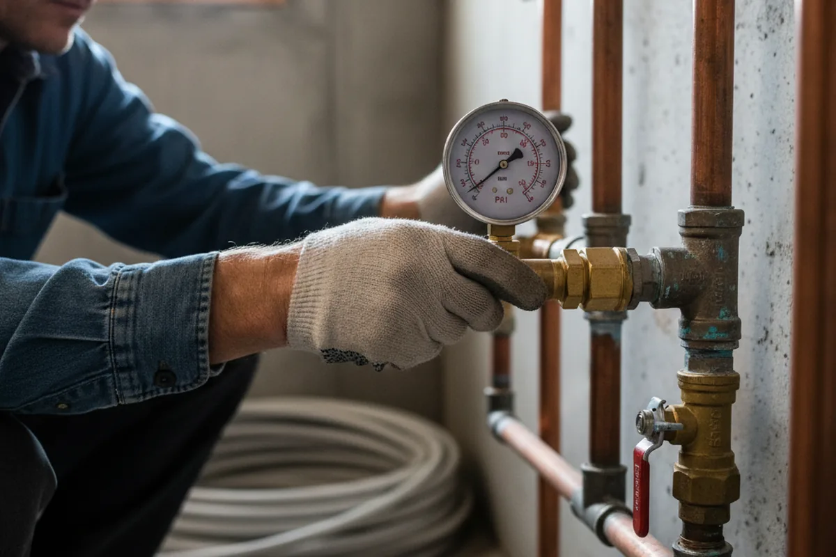 Pressure testing a repaired line during Water Line Repair in Oradell
